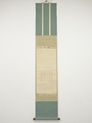 大田垣蓮月筆　名所松和歌　肉筆紙本掛軸（保護箱）